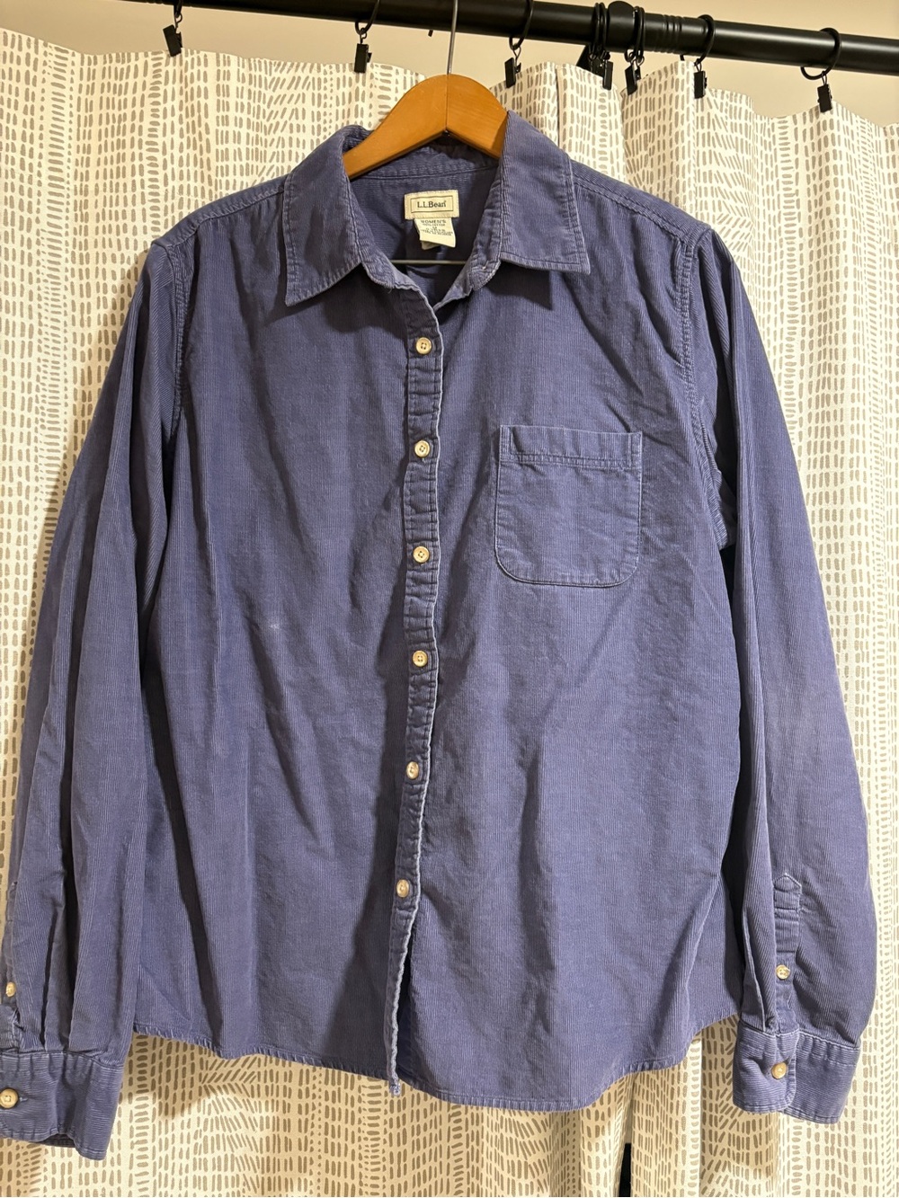L.L.Bean Women's Corduroy Button-Front Shirt in Periwinkle Blue